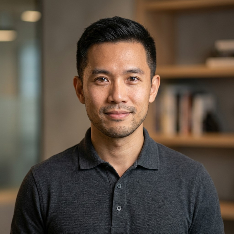 Portrait of man in dark polo indoors